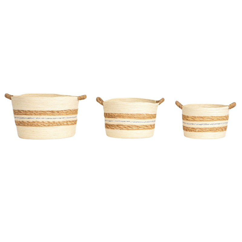 Striped Paper Nestable Baskets With Side Handles