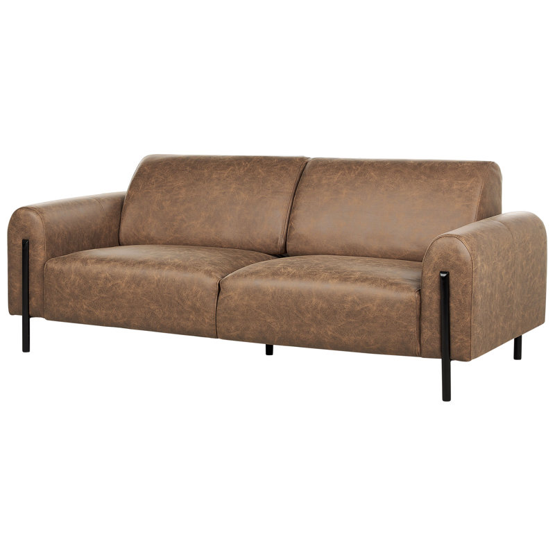Damarc 3 Seater Faux Leather Reclining Sofa, Brown