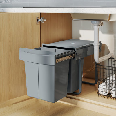 PP, ABS, Metal Handle Pull Out Rubbish Bin - 40L