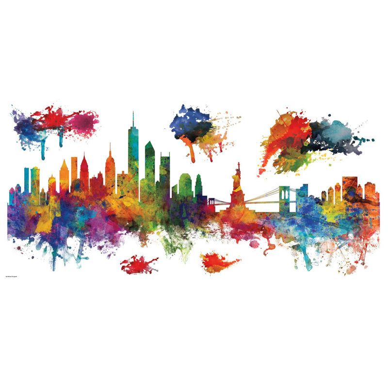 Adhésif décoratif "new york city" à ciel d’aquarelle