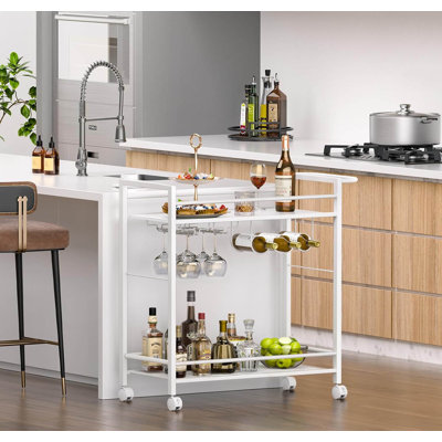 Bar Cart,Home Bar Serving Cart With Storage Shelves, 2 Tier by 17 Stories