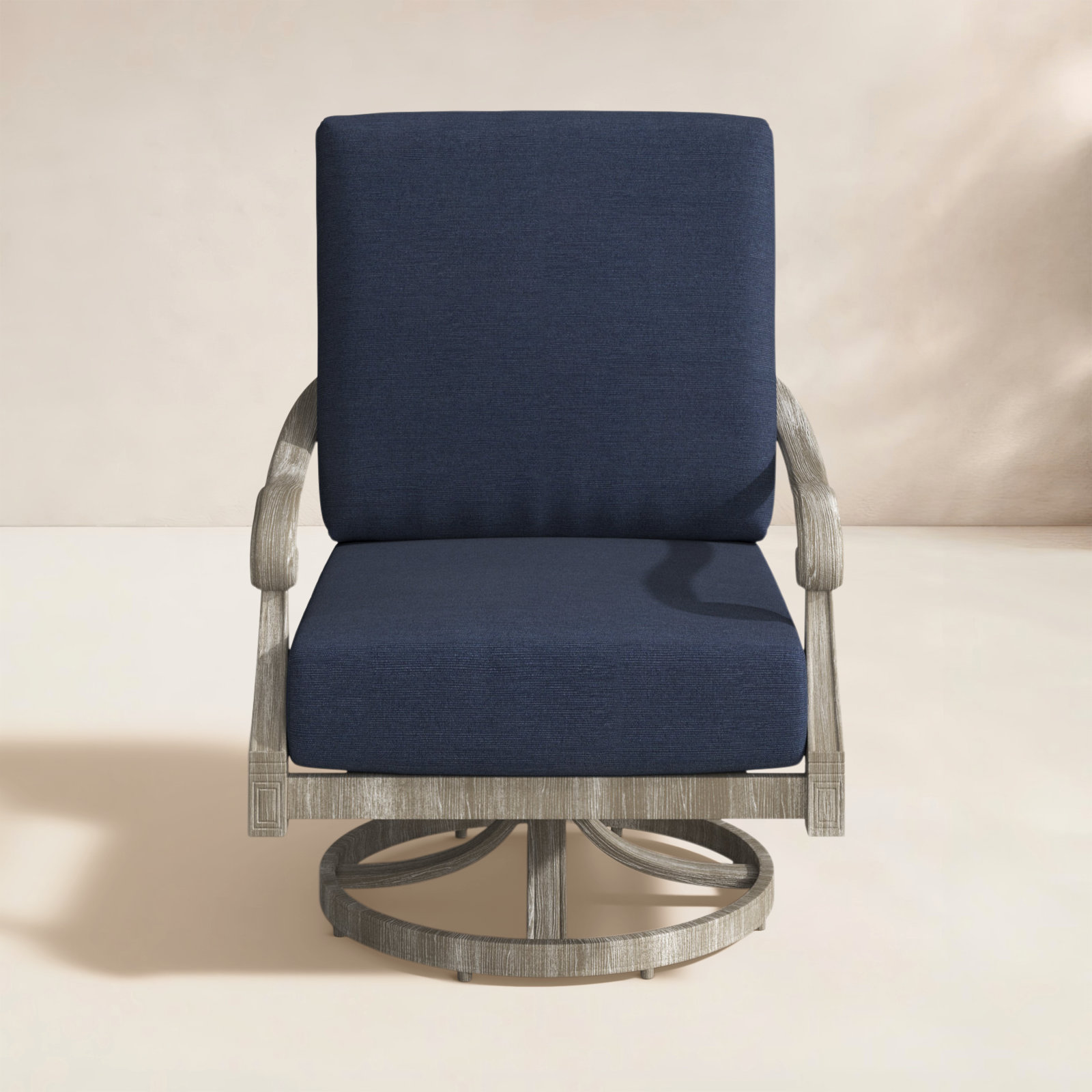 Wiltshire Outdoor Chair with Sunbrella® Cushions, Textured Black, Fairview Indigo Abstract Sunbrella®