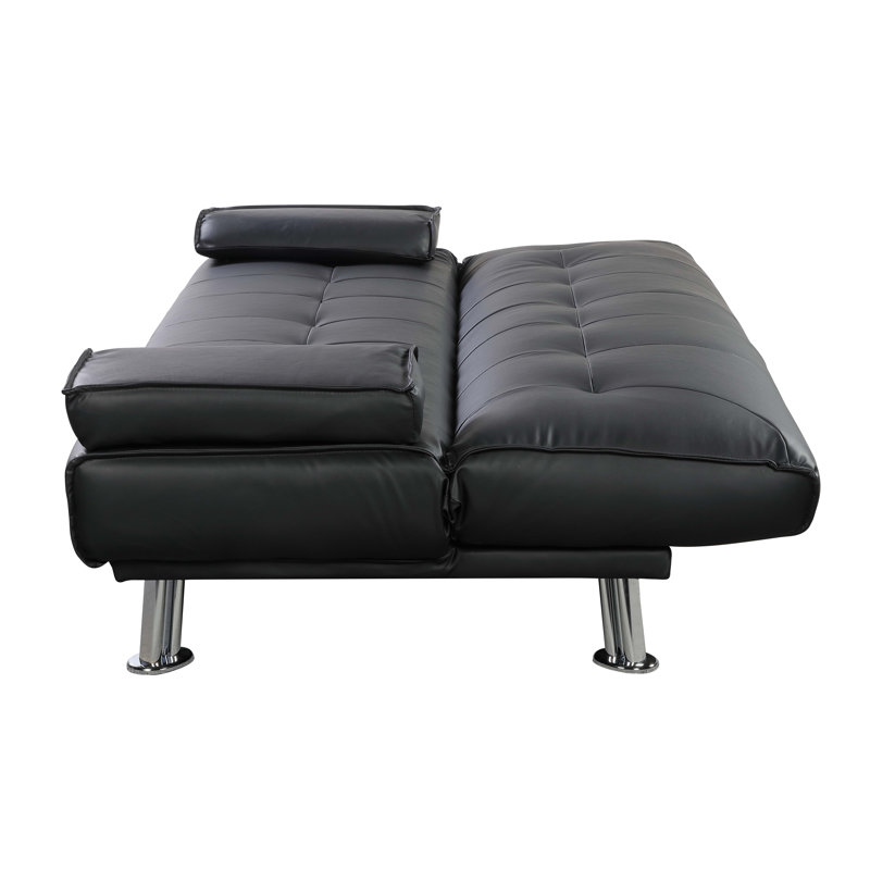 Bendiks 3 Seater Faux Leather Sofa Bed, Black