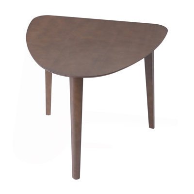 Triangular Wood Table - 36" Modern Space-Saving Geometric Side Table for Living Room, Bedroom, Kitchen, Brown Finish for Living Room, Small Space