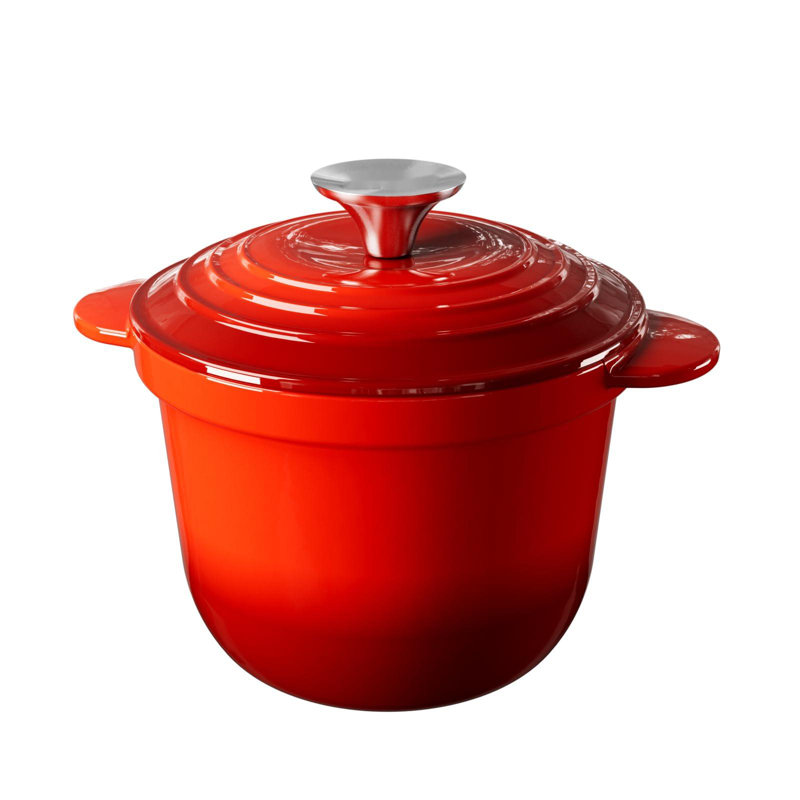 2 Quart Enameled Cast Iron Dutch Oven Pot With Lid And Dual Handles, Oven Safe Up To 530°F-Use To Cook, Bake - Red