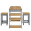 Ensemble d'îlot de cuisine et tabouret 3 pièces Galley