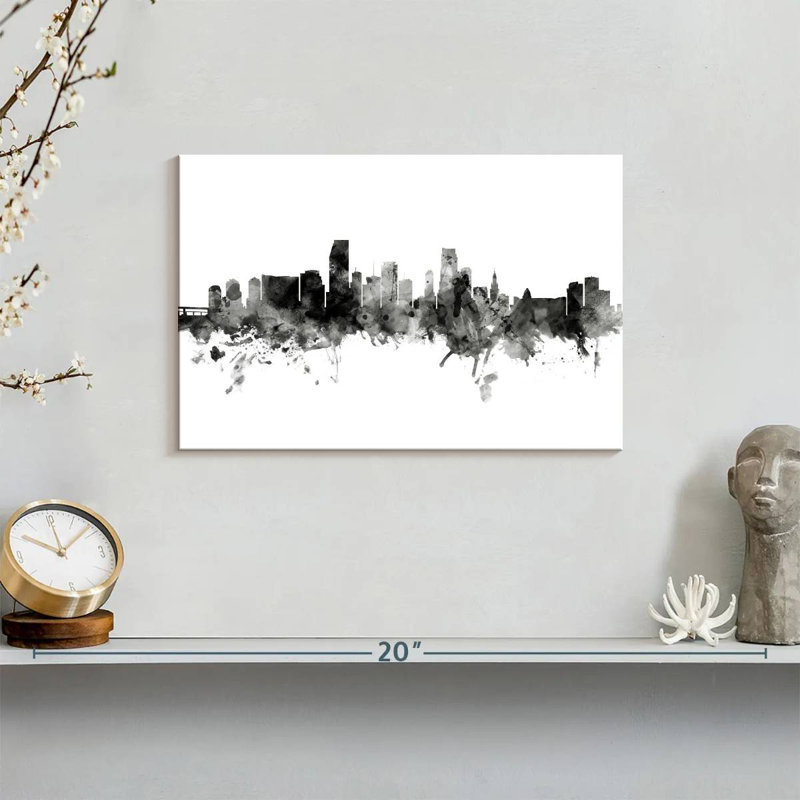 Silhouette de Sirci Miami, Floride, horizon V, H 8 po x l 12 po