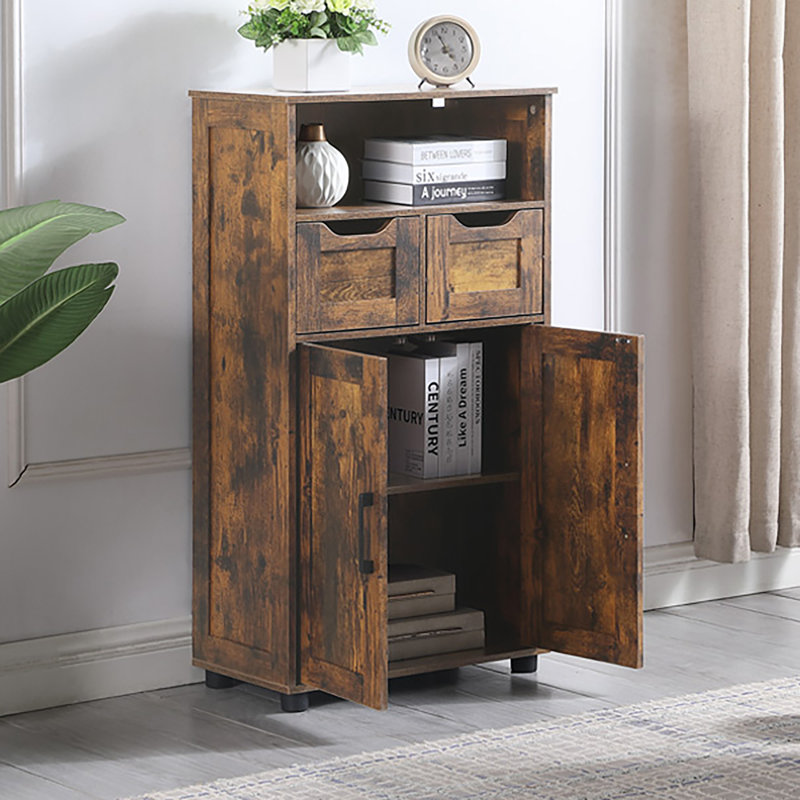 Armoire de rangement Farmhouse avec tablettes réglables, Brun