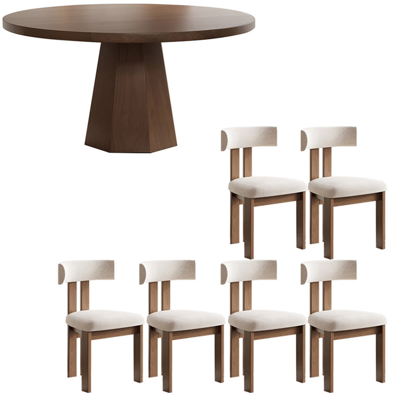 Modern simple solid wood dining table set., 29.5"H x 47.2"L x 47.2"W