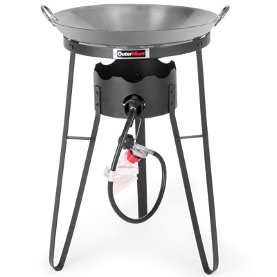 Outdoor Cooker With Wok Wok Station With Cover, Iron Wok And 54,000 Btu Burner