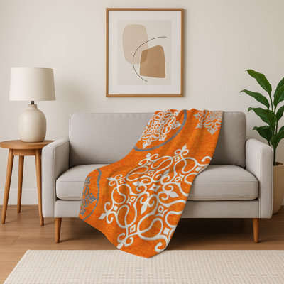 Addison Machine Washable Sherpa ASB874 Scrolls Throw Blanket