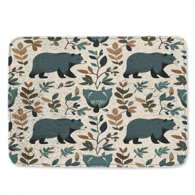 Bears With Leaves Bath Mat
