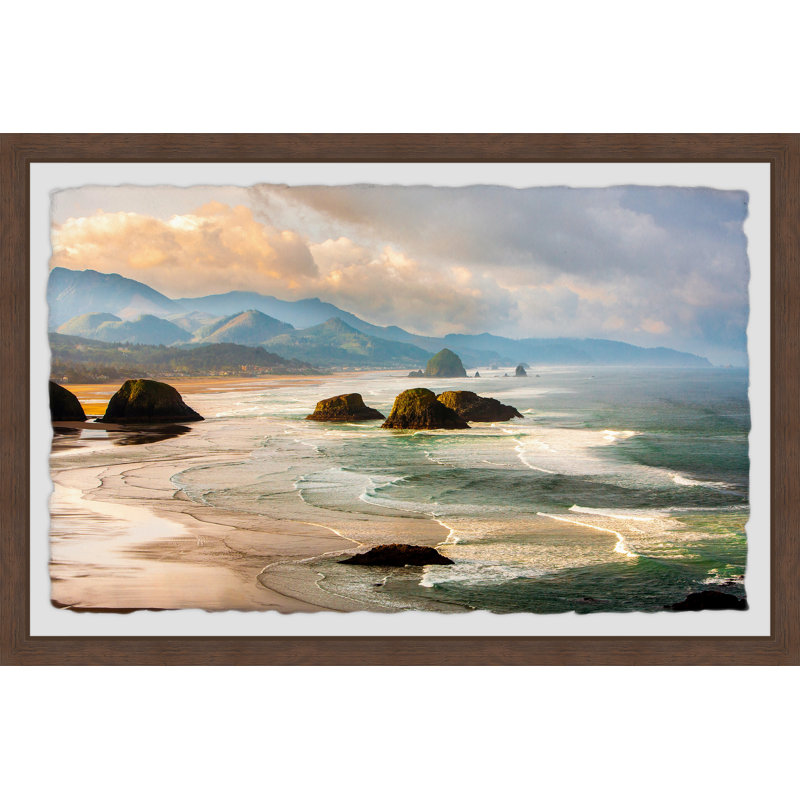 'Haystack Rock Formations' Framed Painting Print, 38 cm H x 45 cm W