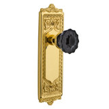 Black Crystal Interior Mortise Door Knob with Egg & Dart Long Plate