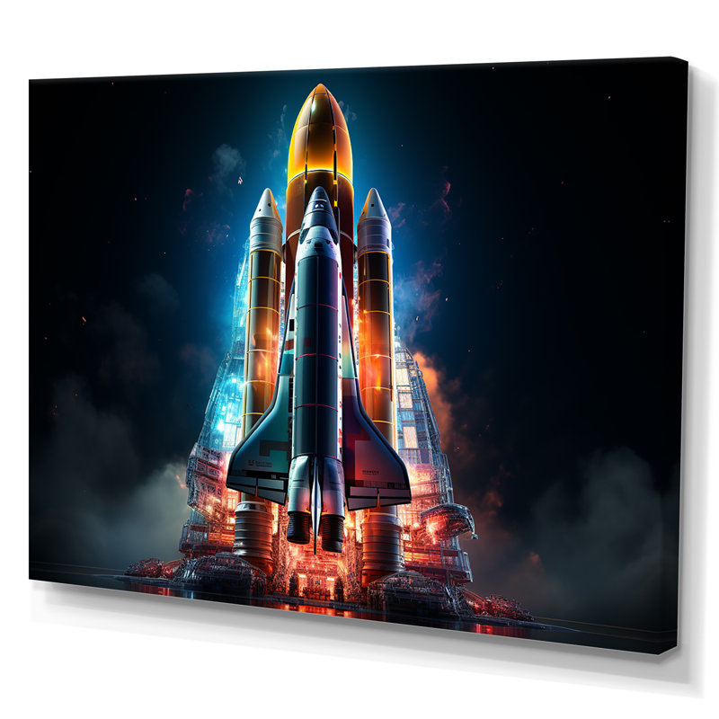 Lancement de la Navette Spatiale Blastoff III sur toile, Toile tendue, H 34 po x l 44 po x P 1,5 po