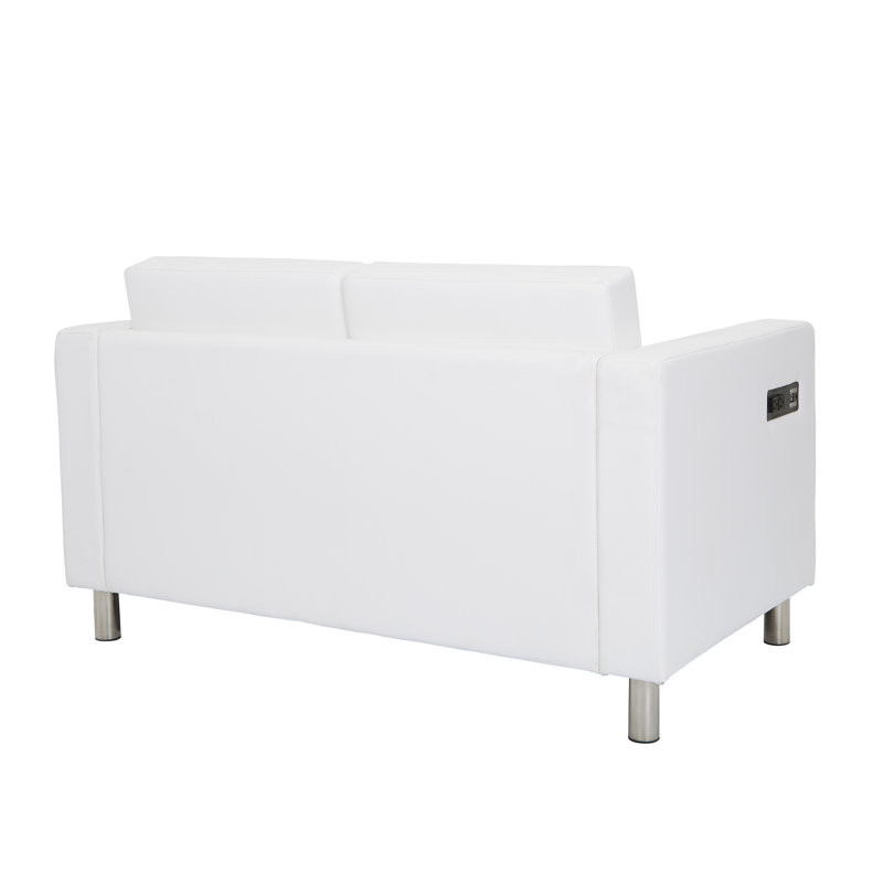 Procter 50.75'' Faux Leather Loveseat, Snow Faux Leather