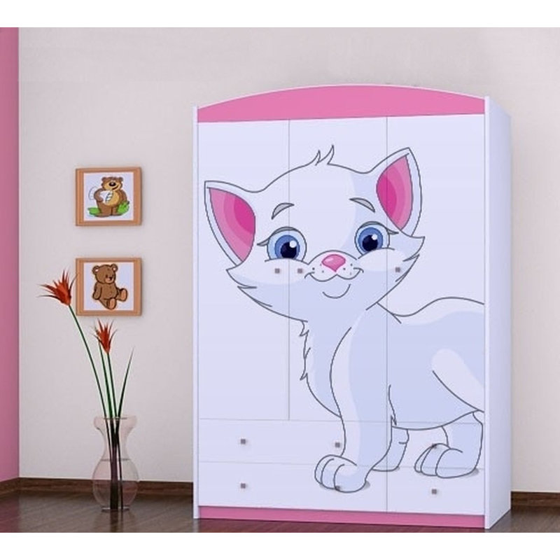 Wing 3 Door Wardrobe, Pink