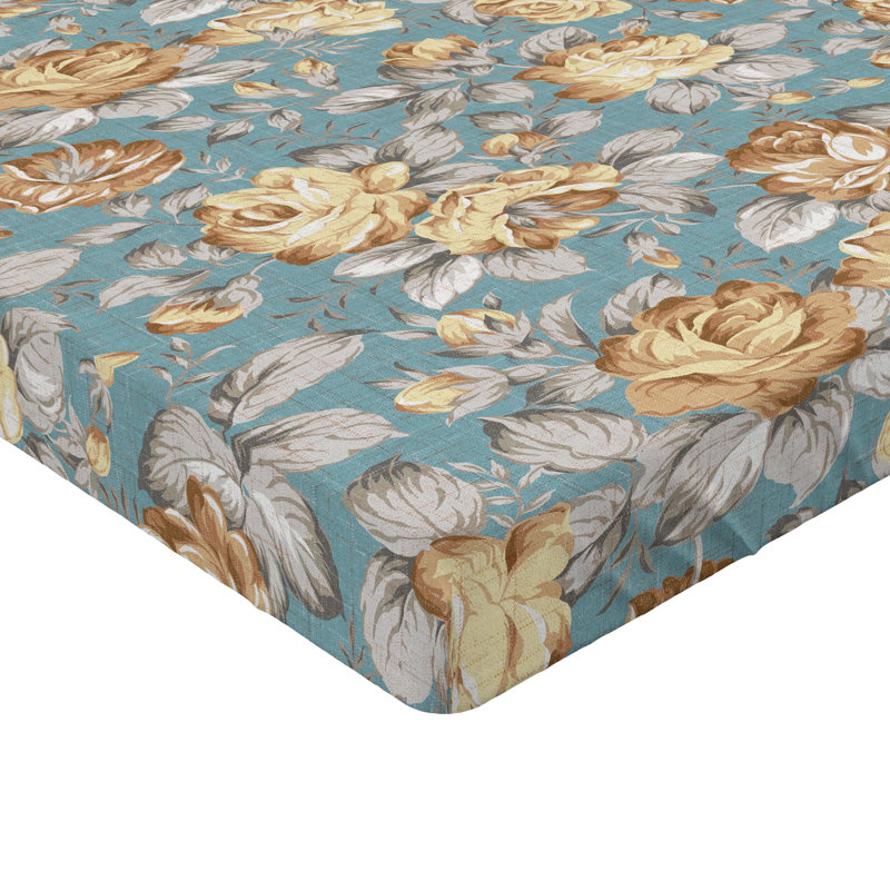Drap-housse à motif floral Ambesonne, Drap-housse de taille simple, Gris pâle / motif floral jaune pastel