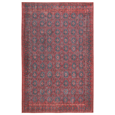 Machine Washable Kalinar Power Loom Performance Dark Red/Blue Rug