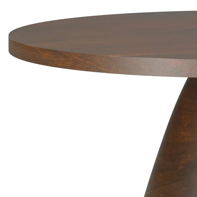30"W Walnut Solid Acacia Modern Round Coffee Table with Pedestal Base, Fully Assembled