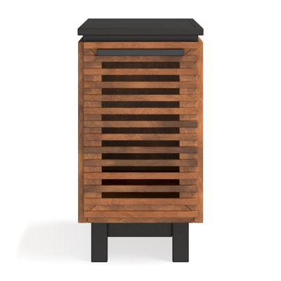 Table d'appoint 13 po de la maison - Mid-Century moderne, noir et bourbon, placages, décor de garage d'inspiration scandinave, bois massif, mobilier de salon