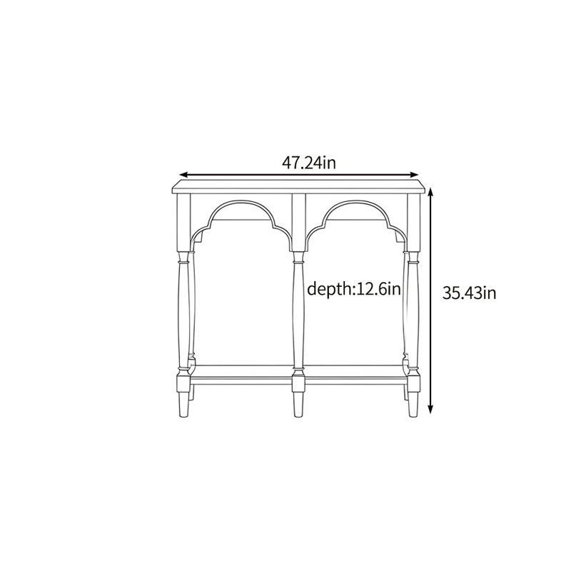 The ancient and elegant console table, 35.43" H x 47.24" W x 12.6" D