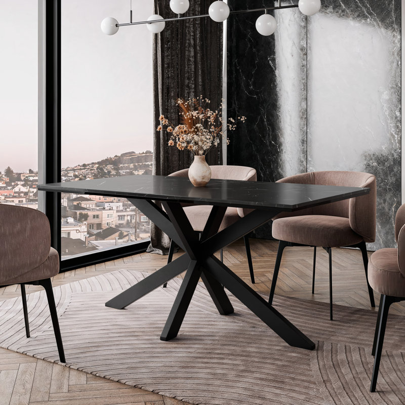 Rectangular 160Cm L x 90Cm W Dining Table, Black