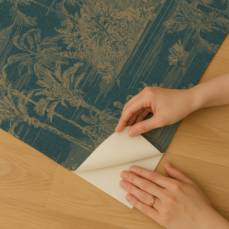 Papier peint adhésif Tropic Toile, Sarcelle