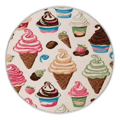 Washable Frozen yogurt Desserts Area Rug