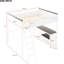 Grand lit mezzanine avec bureau, tablette ouverte et boîte de rangement en bois massif blanc, garde-corps pleine longueur, tablettes pratiques, instructions d'assemblage claires et robustes, mode de vie confortable