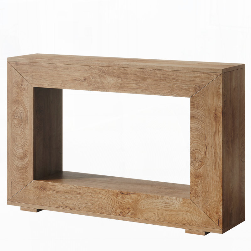 Farmhouse Console Table with Storage,Open Shelf, Natural Wood