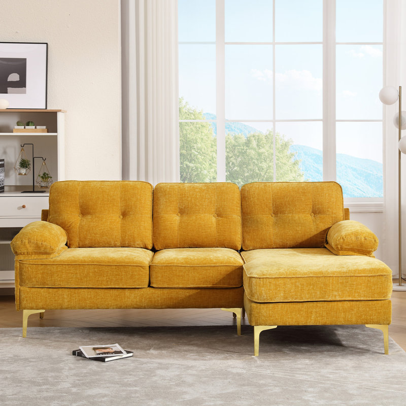 Canapé modulaire réversible rembourré Eriane, Chenille jaune