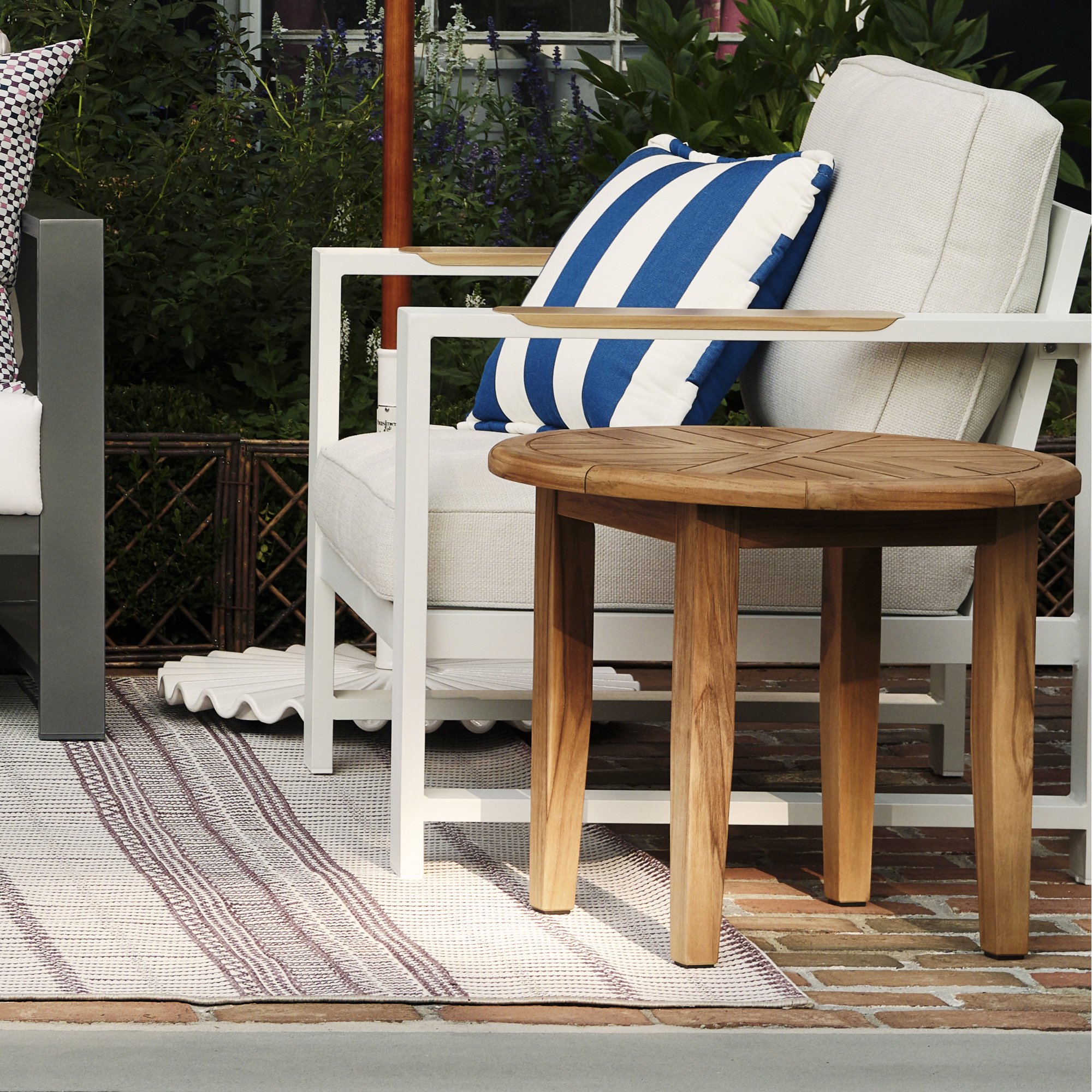 Akiva 24" W Round Solid Teak Outdoor Side Table