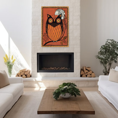Art abstrait hibou orange