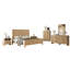 Ensemble de chambre à coucher 4 pièces à grain de bois moderne avec lit plateforme, commode à 5 tiroirs et table de chevet * 2, double, beige-132272589-132272590-132272593