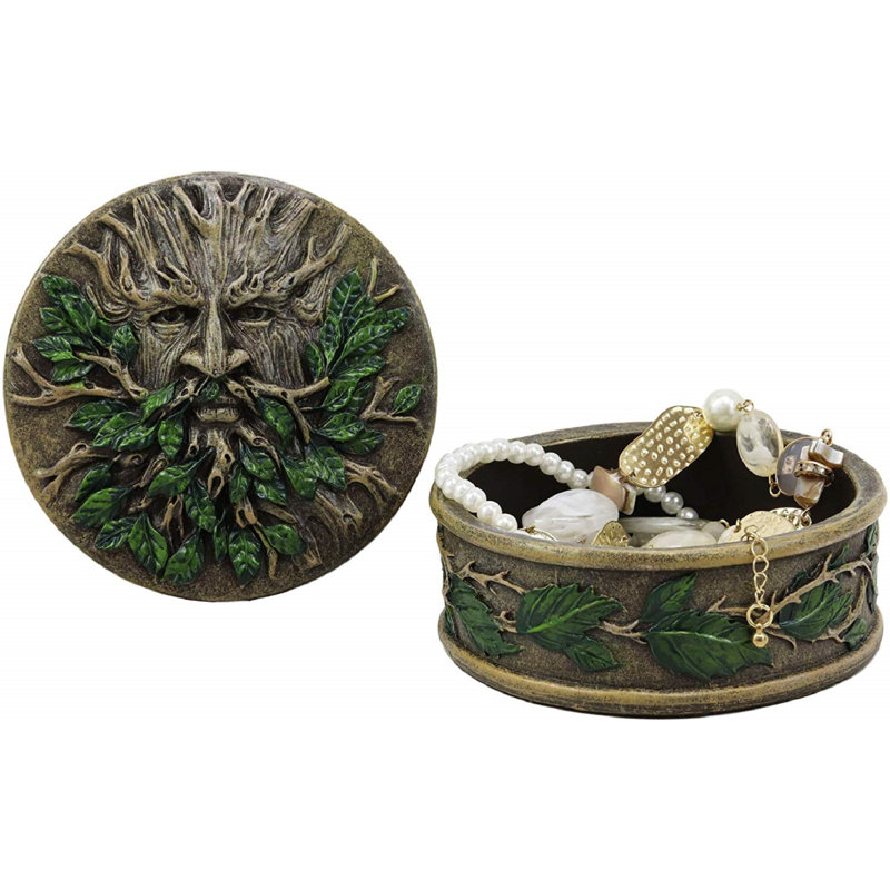 Figurine de boîte à bijoux ronde pour boîte à bijoux wiccan celtique forest rites tree of life