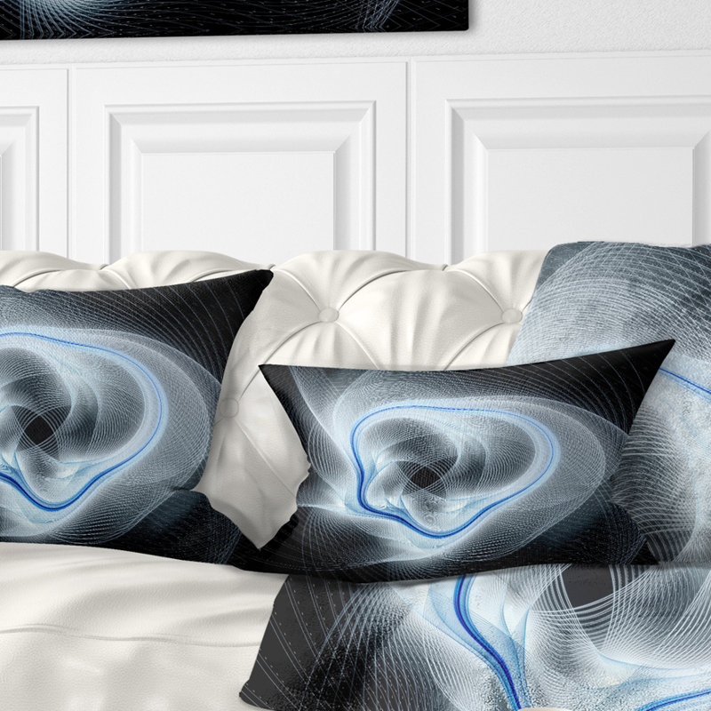 Fleur fractale abstraite bleu clair - coussin à imprimé floral