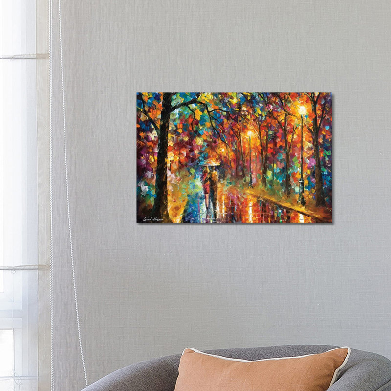 Walking In The Rain by Leonid Afremov - Wrapped Canvas Giclee Art Print, 66.04 cm H x 45.72 cm W x 1.91 cm D