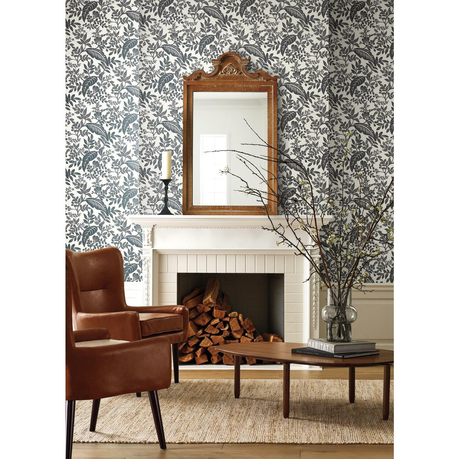 Rifle Paper Co. Canopy Wallpaper Double Roll, Black/White