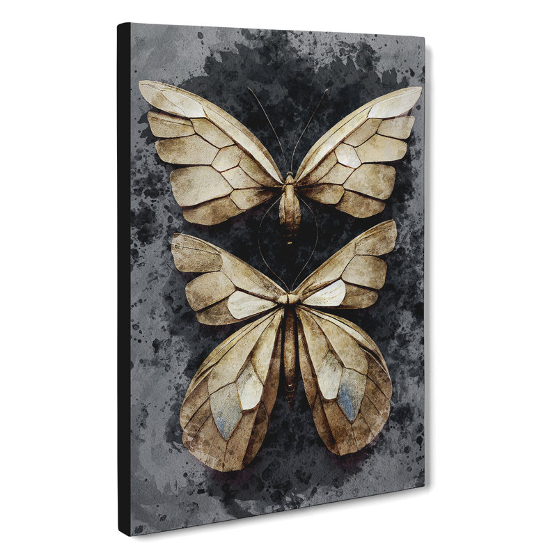 Watercolour Butterflies No.3 - Wrapped Canvas Print, 76cm H x 50cm W x 3cm D