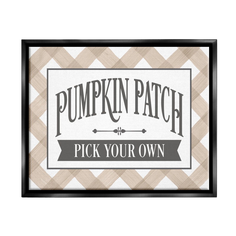 Art textuel sur toile, "Pumpkin Patch Country Sign", Cadre noir, H 17 po x l 21 po x P 1,7 po