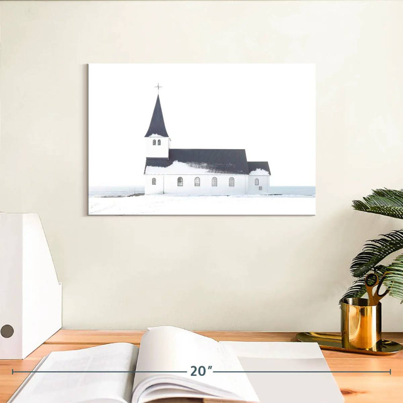 White Winter Church, 8" H x 12" W