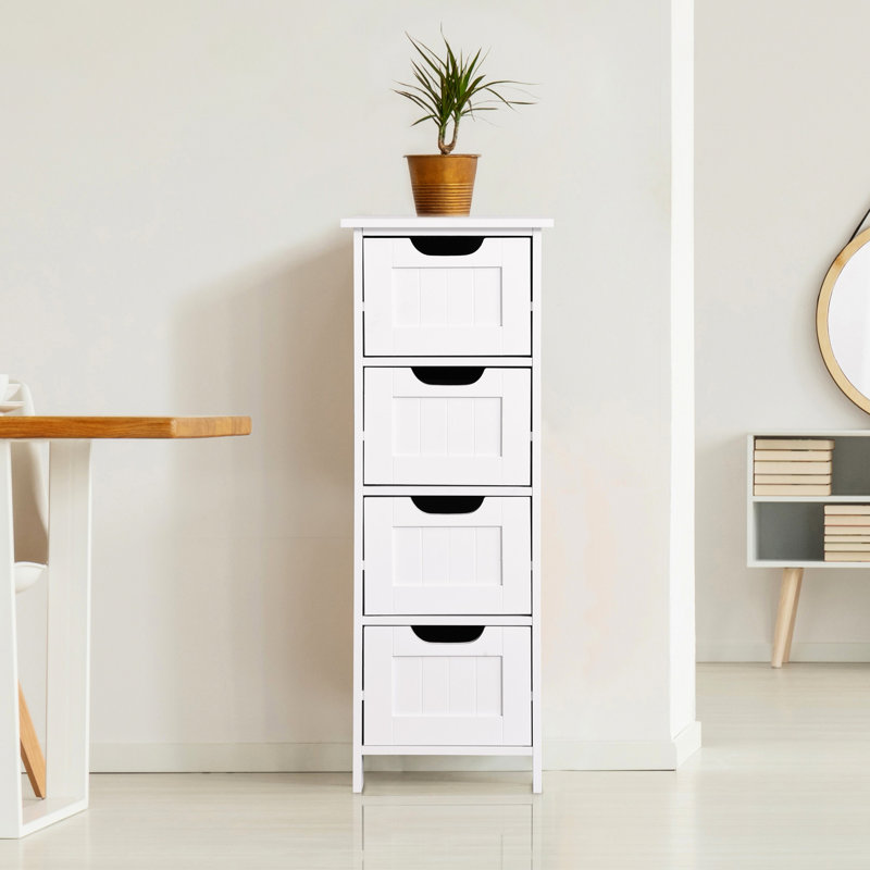 Armoire de rangement autoportante blanche avec un grand tiroir pour un aménagement intérieur spacieux et chic
