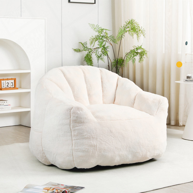 Fauteuil à billes en microfibre / microsuède, Blanc