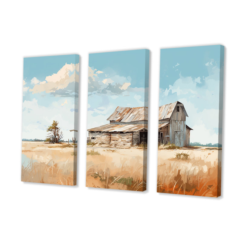 «Barn Minimalisme Charm» - ensemble de reproduction d'art mural de grange, H 40 po x l 60 po x P 1 po