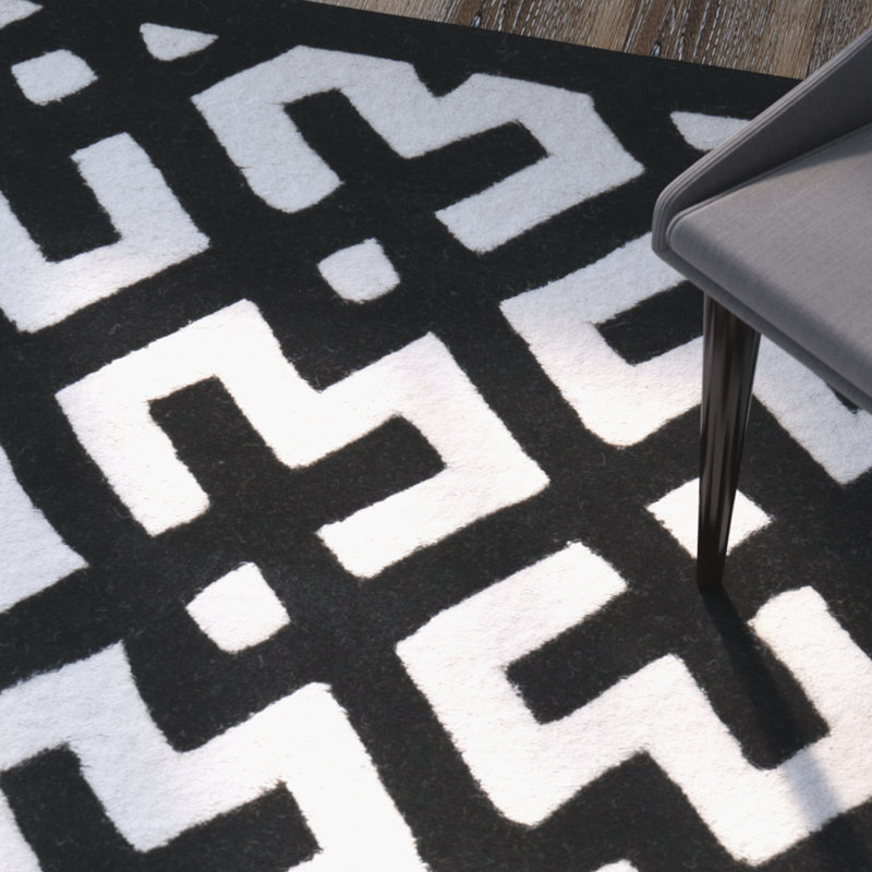 Geometric Wool Hand Woven Area Rug, Rectangle 122 x 183cm