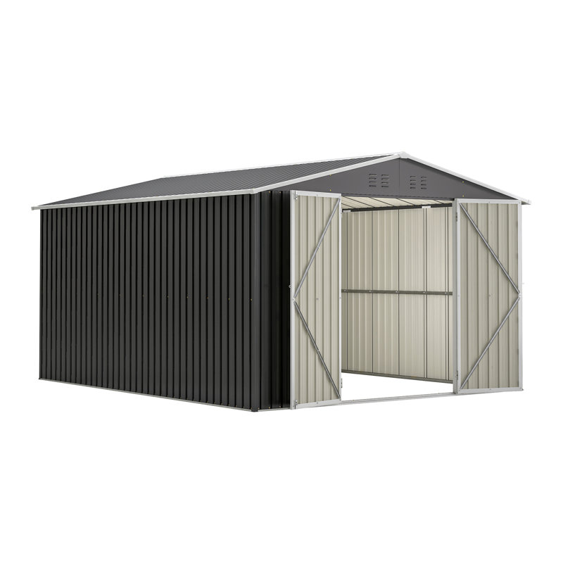 Outdoor Storage Shed, 79.13" H x 113.7" W x 141.06" D, Black