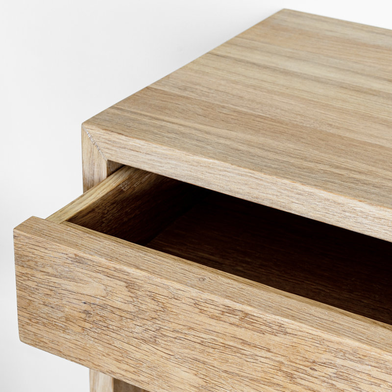 Eck - Scandinavian Style Oak Solid Wood Floating Nightstand With 1 Drawer