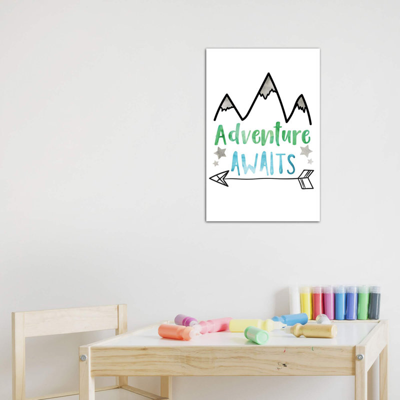 «Adventure Awaits», reproduction d'art textuel, H 26 po x l 18 po x 1,5 po, Toile tendue, Pas de tapis