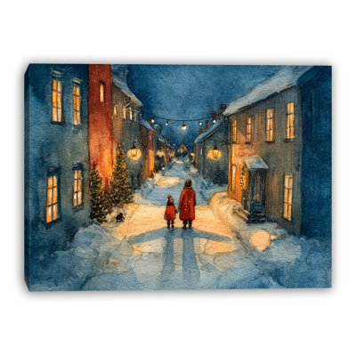 Winter Evening Walk Wrapped Canvas Wall Art